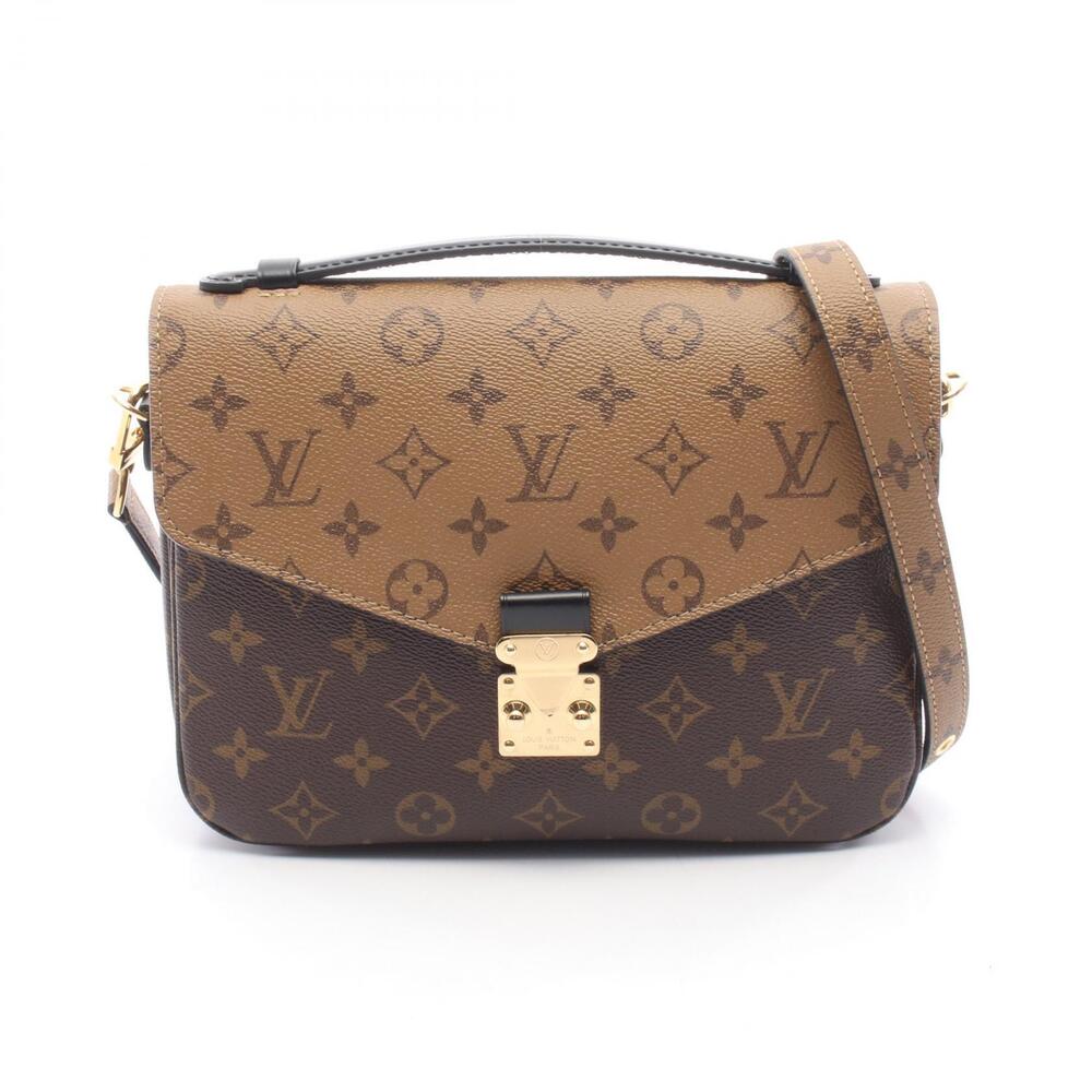 Louis Vuitton Pochette Metis Handbag Canvas Leather Monogram Reverse Brown Black